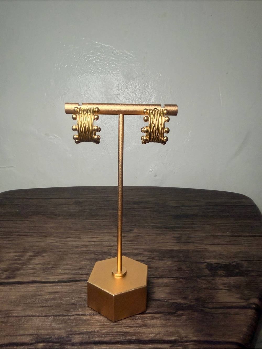 Gold Multi-Textured Earrings